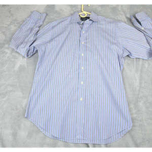Polo Ralph Lauren Regent Shirt Mens 16 34/35 Blue Green Striped Button Down